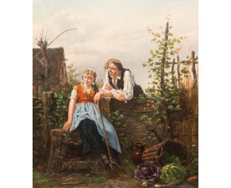 Full title: Jan David Col (1822-1900): 'Voisinage', oil on panel, dated 1872Description:Work: 30,5 x 27 cm Frame: 51 x 48 cm 