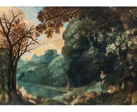 Full title: Goffredo Wals (1595-1638, attributed to): Animated river landscape, oil on copper, first half 17th C.Description: