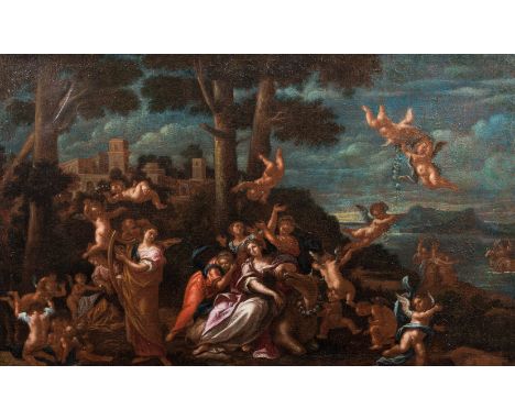 Full title: South German School: Europe and the bull, oil on canvas, 18th C.Description:Work: 67 x 44 cm Frame: 87 x 61 cm  Z