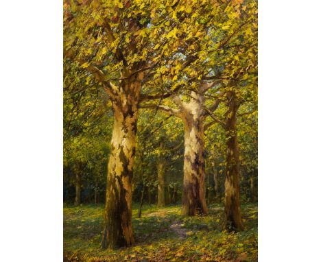 Full title: Vladislav Mikhailovich Metyolkin (1962): Forest landscape, oil on canvas, dated 2018Description:Work: 65 x 50 cm 