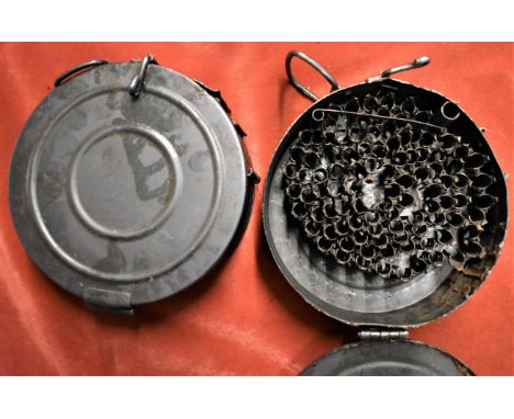 Russian DP-28 7.62x54R Calibre Light Machine Gun Drum Magazines (2) with chain links inside. In excellent condition  