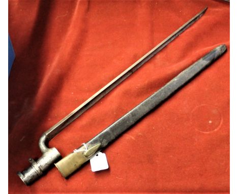 British Pattern 1853 Enfield Snider Bayonet with scabbard, dated 1873 and with matching '457' marks on the blade and scabbard