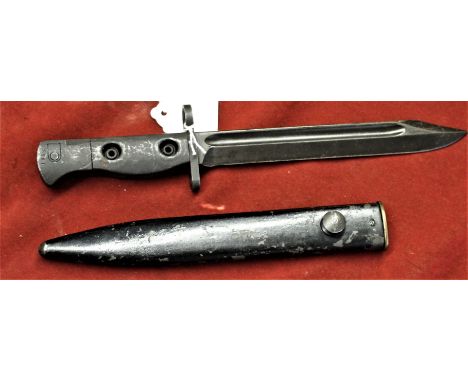 Australian made SLR L1A2 bayonet and scabbard, SLR L1A2 bayonet and scabbard.  Unmarked, with all steel rivetted grips, this 