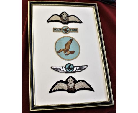 British WWII framed RAF pair of Pilots Wings (2) and American Army Air Forces/Civilian Pilot Training Program Falcon Field Pa