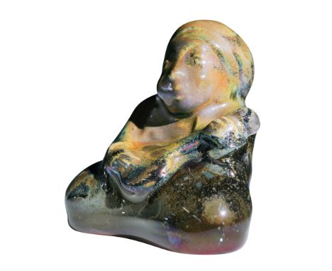 Rare Royal Doulton prototype figurine depicting a seated Eastern gentleman wearing a turban and playing a sitar. This experim