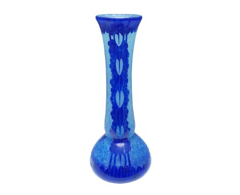 A striking cobalt blue acid-etched art glass vase signed Charder Le Verre Francais the signature used by Charles Schneider (F