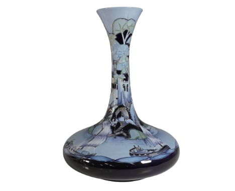 A stunning Moorcroft pottery River Traffic vase designed and signed by renowned artist Paul Hilditch. This piece, produced in