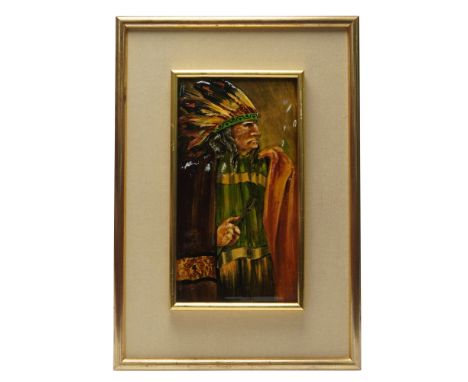 From the private estate of a relative of Charles Noke and made by Charles Noke, this plaque is housed in a gold-tone wood fra