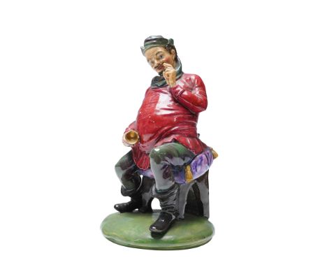 Depicting the Shakespearean character from "The Merry Wives of Windsor". The piece features Falstaff seated on a cushioned be