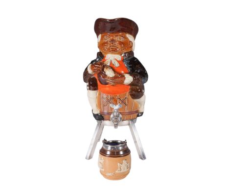 Royal Doulton Lambeth Toby XX Liquor dispenser (10"H), model number 8589, a figural ceramic spirit barrel designed in the for
