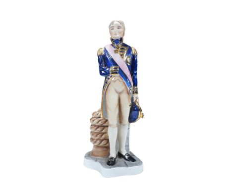 Hand painted and decorated by hand, this porcelain figurine by Coalport depicts Vice Admiral The Lord Viscount Nelson (1758 -