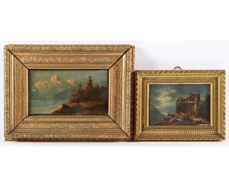 STRANSKY, A. v. (Maler des 19.Jh.), "Alpenlandschaft", Öl/Marmor, 9,5 x 16,5, unten rechts signiert, R. beigegeben: eine weit