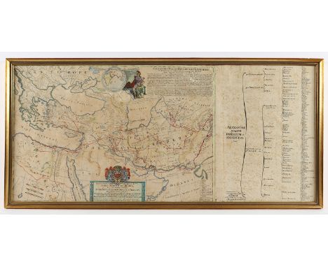 ALEXANDER DER GROSSE, kolorierter Kupferstich, 40 x 57, besch., 17.Jh., R.