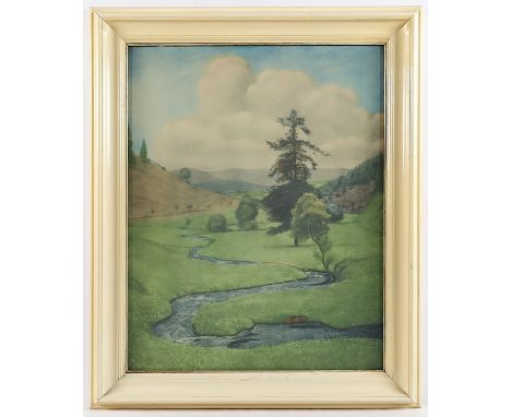 THOMA, Hans (1839-1924), "Der Bach im Tal", Farblithografie, 70 x 55, R.