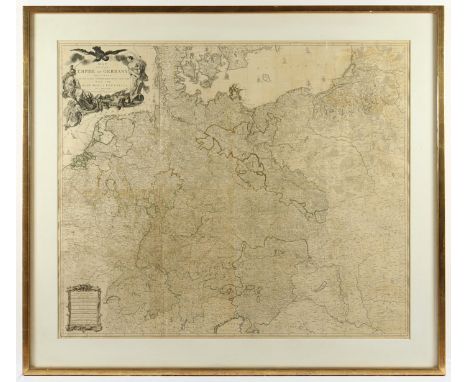 GROSSKARTE DEUTSCHLAND, kolorierter Kupferstich, 102 x 120, besch., L.DELAROCHETTE, LONDON, E.18.Jh., R.