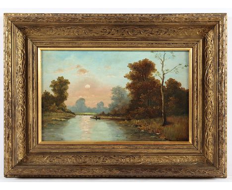 SMOLDER, P. (Maler A.20.Jh.) "Flusslandschaft", Öl/Holz, 20,5 x 32, unten rechts signiert und "18" datiert, R.