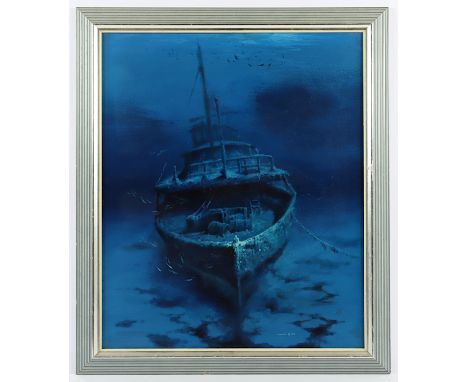 KREBS, Heinz, "Schiffswrack", Öl/Holz, 59 x 49, unten rechts signiert, R.