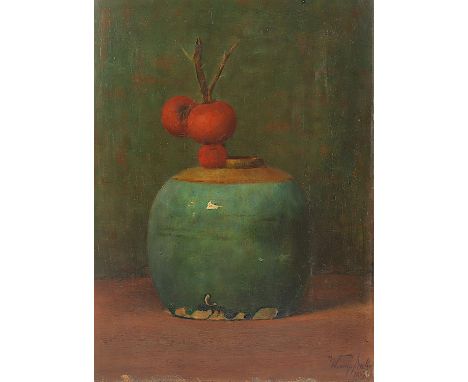 VAN BEEK, Willem (*1867), "Stilleben mit chinesischem Ingwertopf", Öl/Holz, 32 x 23,5, unten rechts signiert und "1907" datie