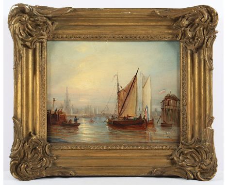 NIEDERLANDE 19.JH., "Stadtansicht", Öl/Lwd., 24 x 30,5, R.