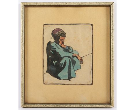 WEISSENBERG, A., "Sitzender arabischer Junge", Farblinolschnitt, 18 x 13,5, unten links schwer leserlich signiert, R.