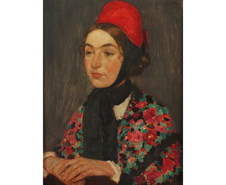PLÜCKEBAUM, Carl (1880- 1952), "Hessenmädchen", Öl/Holz, 31,5 x 26,5, oben rechts signiert, R.