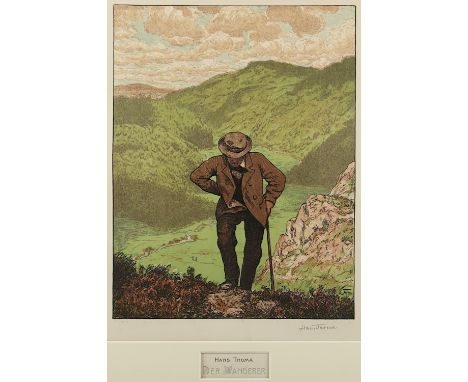THOMA, Hans (1839-1924), "Wanderer", Original-Farbradierung, 40,5 x 30,5, handsigniert, R.