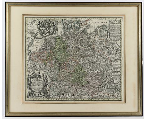 DEUTSCHLAND, "Imperium Romano-Germanicum..", kolorierter Kupferstich, 49 x 56, SEUTTER, Augsburg, 18.Jh., R.