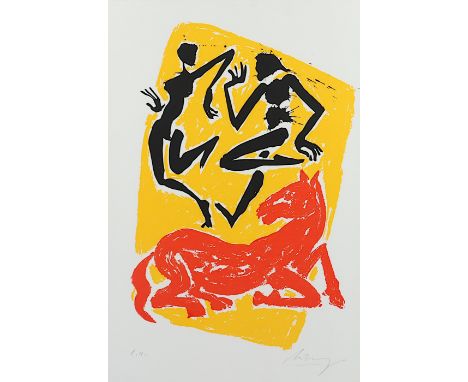 LEIBERG, Helge, "o.T.", Original-Farblithografie, 55 x 35, bez. e.a., handsigniert, R.