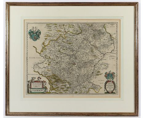 THÜRINGEN, "Thuringia Landgraviatus..", kolorierter Kupferstich, 41 x 52, nach BLAEU, 17.Jh., R.