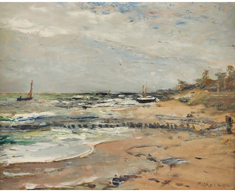 KOLBE, Ernst (1876-1945), "Küstenlandschaft", Öl/Malkarton, 35 x 43, unten rechts signiert, R.