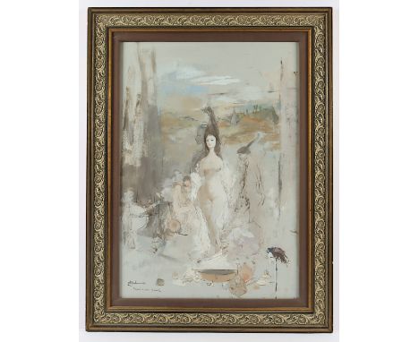 BACHMANN, Otto, "Bathseba", Öl/Malkarton, 73 x 51, unten links signiert und datiert 1975, R.