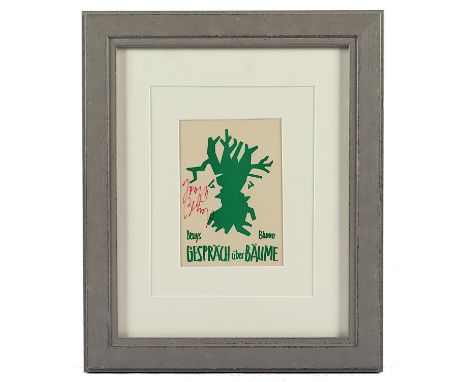 BEUYS, Joseph, BLUME, Johannes, "Gespräch über Bäume zurück zur Natur", Multiple (Kunstpostkarte, Farboffset, 14,5 x 10), han