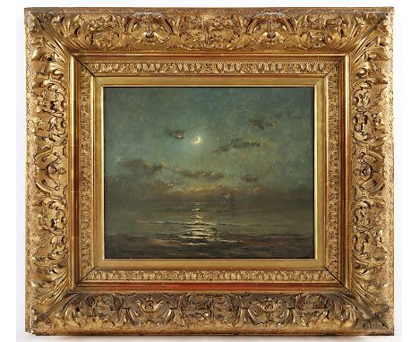 BERG, Betzy Rezora (1850-1922), "Nächtliches Meeresufer im Mondschein", Öl/Lwd., 31 x 38, besch., unten rechts signiert, R.