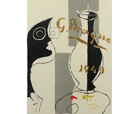 BRAQUE, Georges, "Pierre Reverdy. Braque. Une aventure méthodique", Original-Farblithografie, 38 x 27,5, Frontispiz, 1949, R.