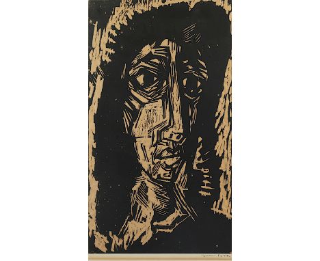 POLKE, Sigmar, "Kopf", Original-Holzschnitt, 66 x 37, handsigniert, wohl um 1958, R.