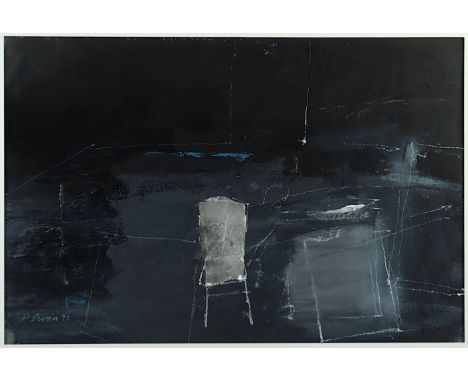 SWAN, Douglas, "o.T.", Mischtechnik mit Collage, 50 x 74, unten links signiert und datiert '91, R.