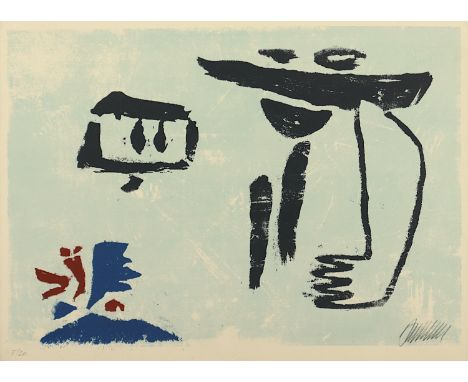 BAUMEISTER, Willi, "Faust-Thema (Formen II)", Farbserigrafie, 22 x 30,5, nummeriert 5/20, handsigniert, 1952, R.