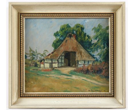 RASENBERGER, Alfred (1885-1949), "Die alte Scheune", Öl/Hartfaser, 30,5 x 34,5, unten rechts signiert, R.