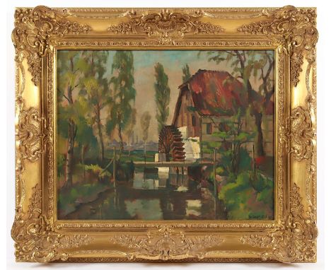 CANDELS, Josef (1903-1992), "Mühle an einem Bachlauf", Öl/Malkarton, 43 x 54, unten rechts signiert, "Jülich" bez. und "40" d