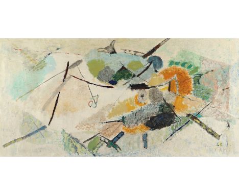 TURANI, Adnan (1925-2016), "o.T.", Öl/Lwd., 100 x 200, unten rechts signiert und datiert '56 oder '52, etwas besch., R.