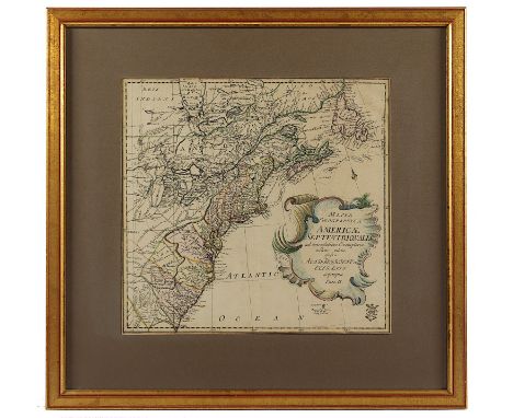 AMERIKA, "Mappa geographica Americae septentrionalis..", kolorierter Kupferstich, 34 x 35, aus dem Atlas der Berliner Akademi