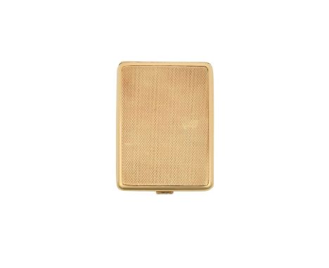 A George V Gold Match-Box Case,  by Cartier, London, 1931, 18ct oblong and with an engine-turned finish, thumbpiece set with 