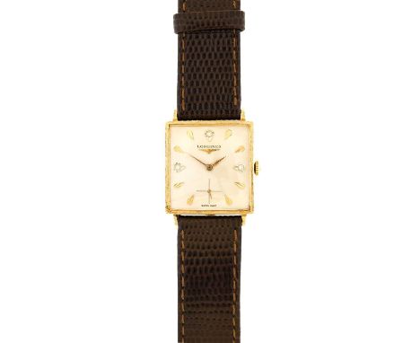 Longines: A 14 Carat Gold Square Shaped Wristwatch, signed Longines, ref: 2533-370, circa 1964, (calibre 370) manual wound le
