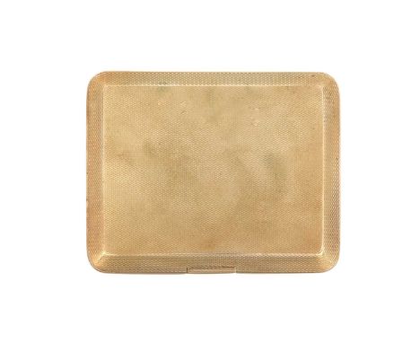 A George V Gold Cigarette-Case,  by John Henry Wynn, Birmingham, 1930, 9ct oblong and with an engine-turned finish, engraved 