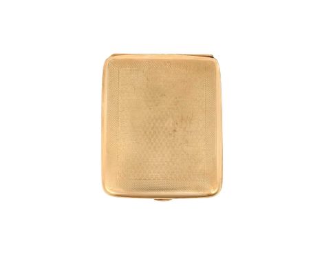 A George V Gold Cigarette-Case,  by Payton, Pepper and Sons Ltd., Birmingham, 1926, 9ct oblong and with an engine-turned fini