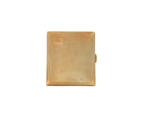 A George V Gold Cigarette-Case,  Maker's Mark D. Bros., Birmingham, 1933, 9ct oblong and with an engine-turned finish, the fr