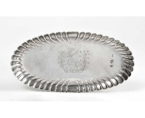 A George II Irish Silver Spoon-Tray,  by William Townsend, Dublin, Circa 1740 oval and with fluted border, engraved with a cr