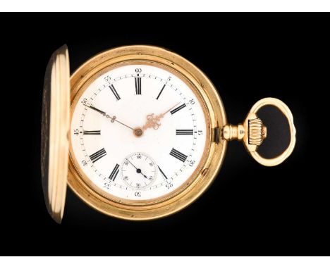 An 18 Carat Gold Full Hunter Pocket Watch, circa 1900, manual wound lever movement, split bimetallic balance, wolf's tooth wi