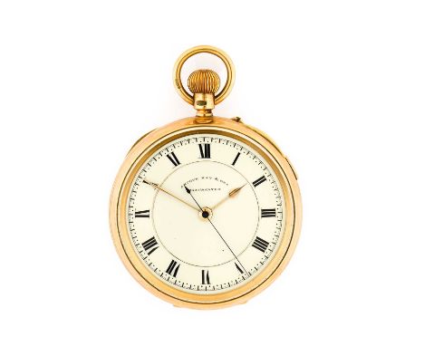 Arthur Kay &amp; Bro: A 9 Carat Gold Open Faced Chronograph Pocket Watch, retailed by Arthur Kay &amp; Bro, 2 Market Street, 