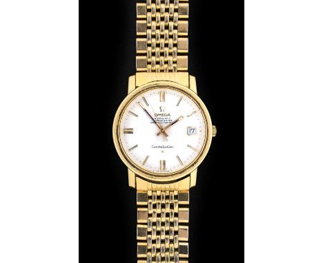 Omega: A Gold Plated Automatic Calendar Centre Seconds Wristwatch, signed Omega, Chronometer Officially Certified, model: Con